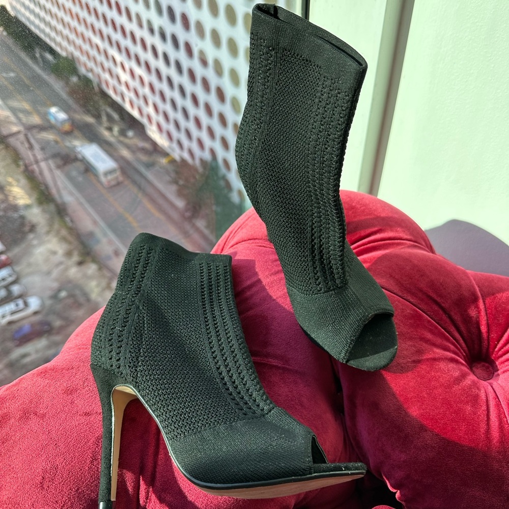 CATHERINE MALANDRINO ankle opentoe booties black size 6 (36) - Picture 8 of 8